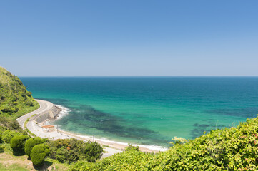 玄界灘を眺める糸島半島海辺のドライブコース