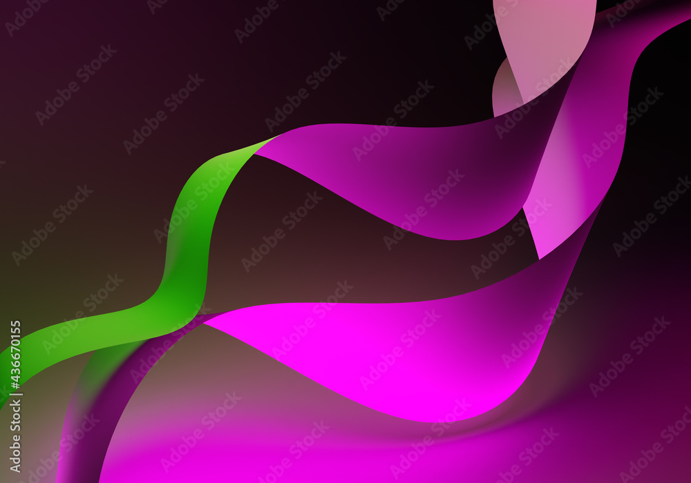 Poster abstraction with lines waves. abstract geometry background. flying colored threads on a black and pi
