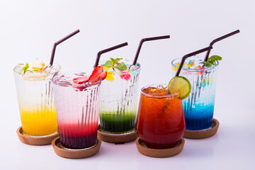 Beverage for summer with brick wall background.