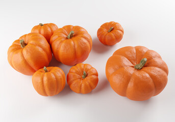 Pumpkin illustration with white background. Pumpkin illustration with several pumpkins of different sizes. Pumpkin concept for making Jack O'Lantern's luminaire for halloween. Gourds  for halloween