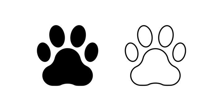 Animal paw print icon symbol set
