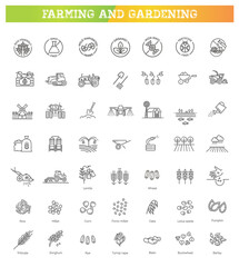 Set of Agriculture and Farming Line Icons.