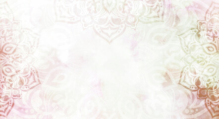 Soft, subtle pastel mandala background, frame - white, pink, bronze - wedding, stationery
