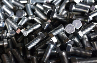 Background of screw bolts, Internal screw, bolts closeup, many screws. Factory equipment and Industrial concept
