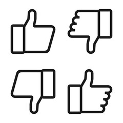 Like. Thumbs up and down vector collection, isolated. Like vector icons. Vector illustration