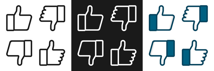 Obraz premium Like. Thumbs up and down vector collection, isolated. Like vector icons. Vector illustration