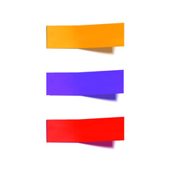 Fototapeta premium Vector set of colorful rectangular stickers isolated on white background, yellow, purple and red colors. 