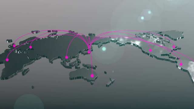 Japan to the world spread connection map animation