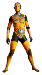 3D Rendering Male Robot on White