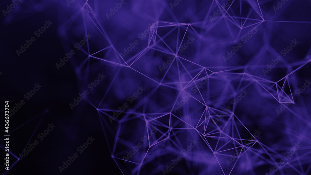 Poster Network connection system.Background with connection dots and lines. Big data vizualization. 3d rendering. 