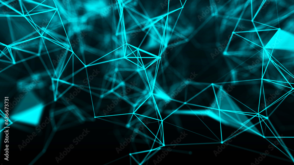 Poster Network connection system.Background with connection dots and lines. Big data vizualization. 3d rendering. 