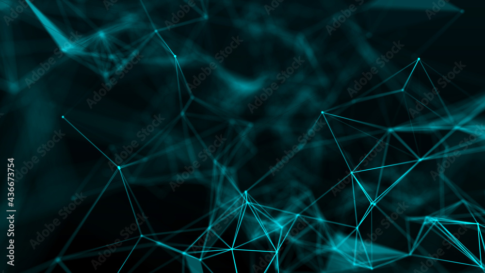 Poster Network connection system.Background with connection dots and lines. Big data vizualization. 3d rendering. 