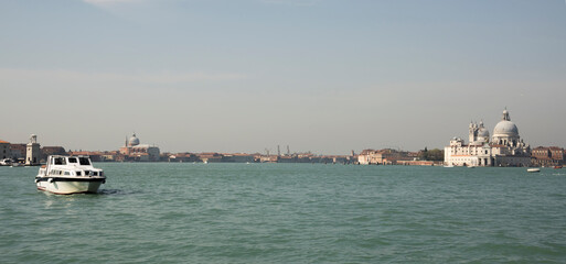 Fototapeta premium View of the Church of Santa Maria della Salute from the boat. Venice. Italy