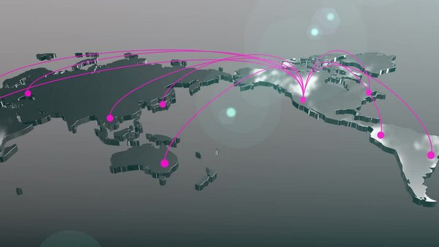 America to the world spread connection map animation