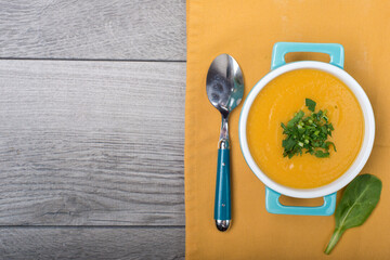 vegetable puree soup Top view.