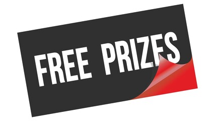 FREE  PRIZES text on black red sticker stamp.