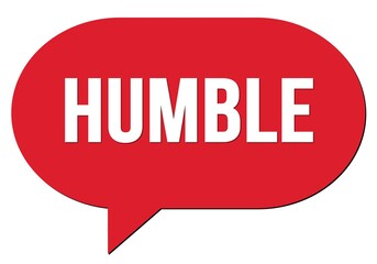 HUMBLE text written in a red speech bubble