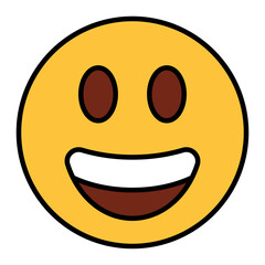 Fototapeta premium Filled color outline style emoji smile.