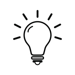 Hand drawn bulb vector illustration placed on white background.