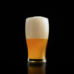 Glass of light cold beer in bar. Favorite drink in pub or bar in oktoberfest