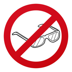 No Glases Symbol Isolated on White Background. Optic Vector Illustration Prohibition Stop Sign.