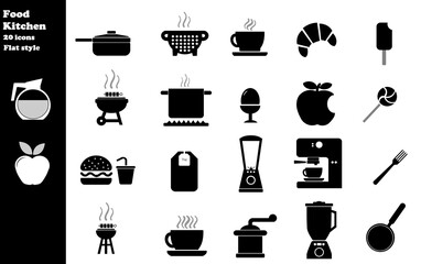 Nourriture et cuisine en 20 icônes, collection