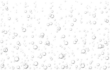 Fototapeta na wymiar Oxygen air bubbles flow in water on white background.