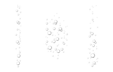 Oxygen air bubbles  flow  in water on white  background.
