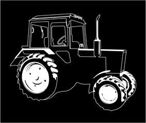 traktor white on black background