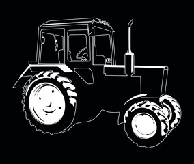 traktor white on black background