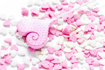 Closeup of candy on abstract texture background pattern