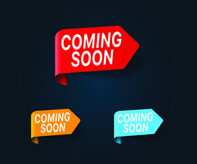 Vector Illustration Coming Soon Banner Set. Modern Web Label. Vector illustration