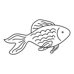 Tropical fish in doodle style, icon. Vector graphics isolated on white background.
