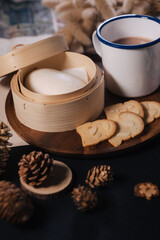 a cup of chocolate and sarabao