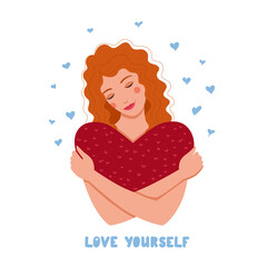 Love yourself flat conceptual illustration.