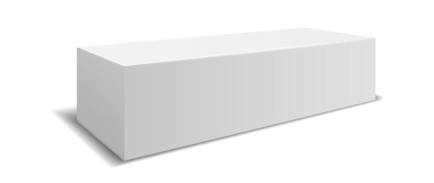 Packaging toothpaste mockup. Realistic advertisement white blank rectangular box perspective view, medicine or cosmetics paper container, empty template. Vector dentistry accessory isolated