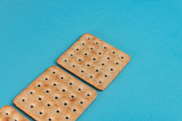Salt crackers on the blue background
