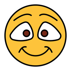 Fototapeta premium Filled color outline style emoji smile.