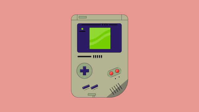 Vintage old gadget game console flat design in vector
