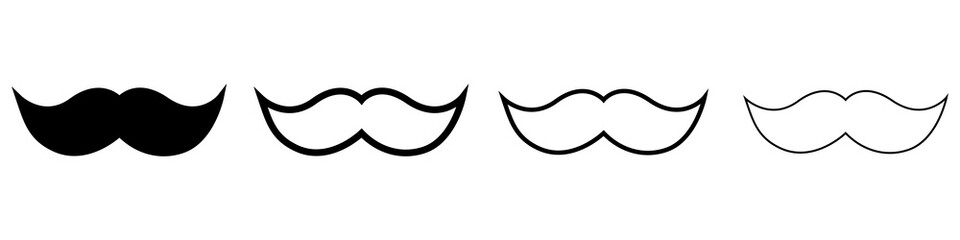 Mustaches icons set, isolated on white background. Vector illustration