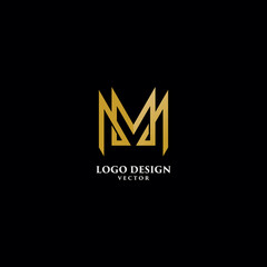 M Letter in Monogram Style Logo Design