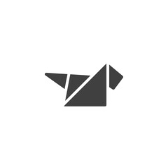 Origami dog vector icon