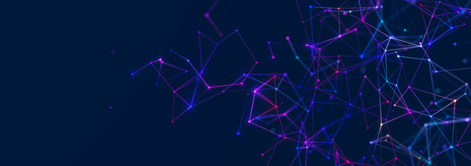 Fototapeta premium Abstract digital connection dots. Technology background. Network connection structure. 3d rendering. widescreen