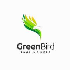 Bird logo with grass concept