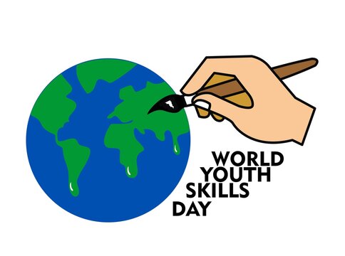 world youth skills day vector illustration with painting the earth
