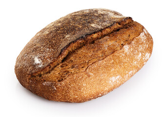 Freshly baked homemade sour dough bread isolated on white background.