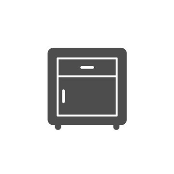 recommend clip art: bedside table silhouette vector icon isolated on white background. nightstand furniture icon for web, mobile apps, ui design and print