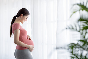 Side view of asian pregnant woman - Powered by Adobe