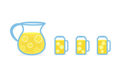 Lemonade pitcher and mugs icon. Clipart image isolated on white background