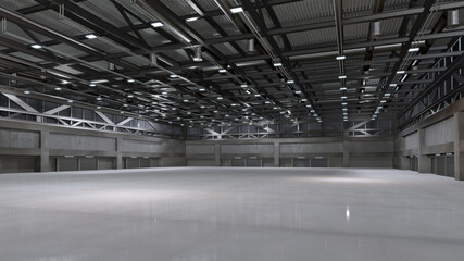 Empty exhibition hall center. backdrop for exhibition stands.3d render. - obrazy, fototapety, plakaty